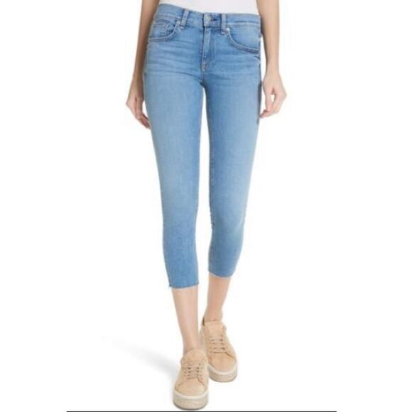 rag & bone Denim - Rag & Bone Raw Hem Capri Skinny Jeans In Levee